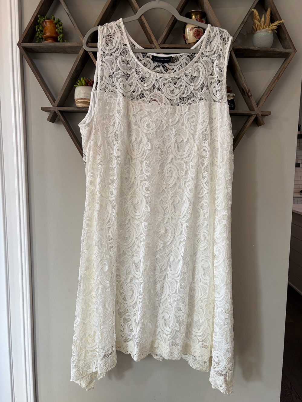 Lane Bryant Ivory/Cream sleeveless lace dress. Size 26/28.
